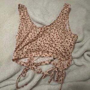 Iris Floral Tank Top with Adjustable Ties